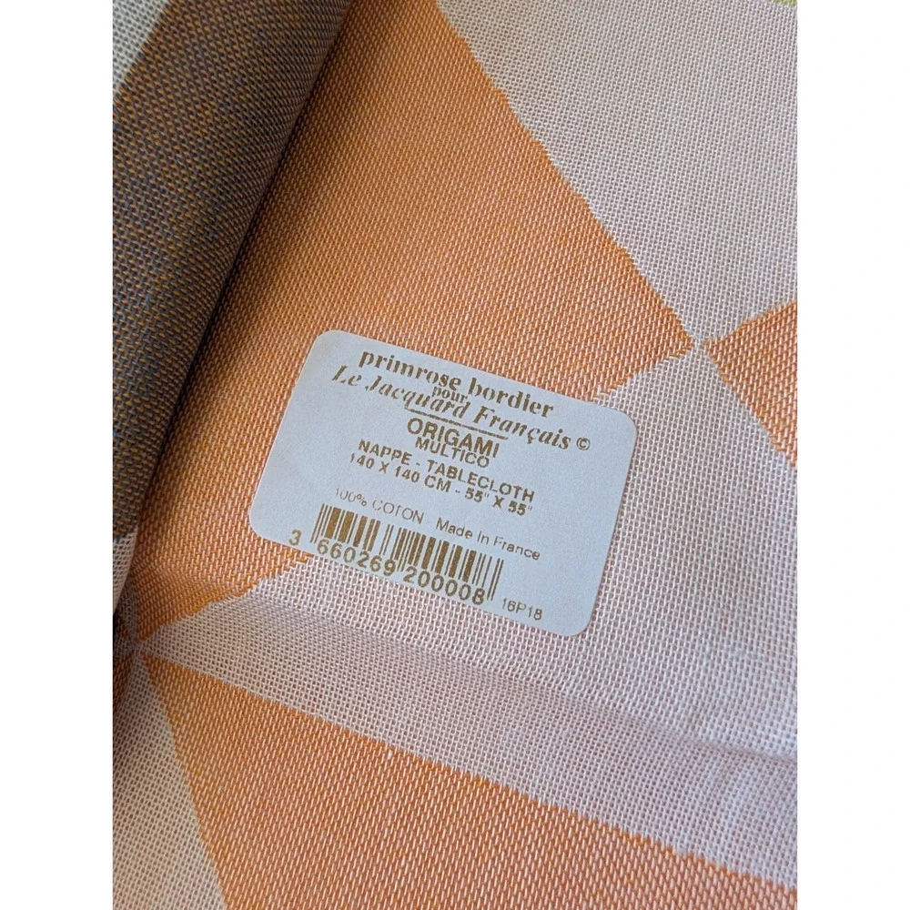 Le Jacquard Francais Origami Tablecloth Nwot Multicolor 100% Cotton 55 x 55